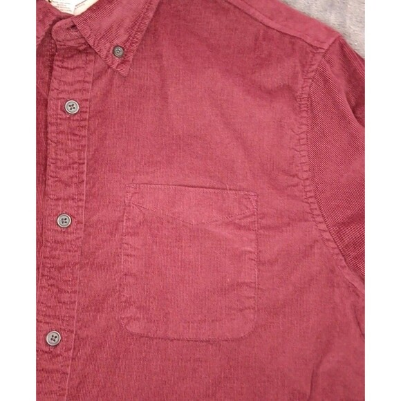 Mens St Johns Bay Button Up Long Sleeve Burgundy Medium - Picture 5 of 5